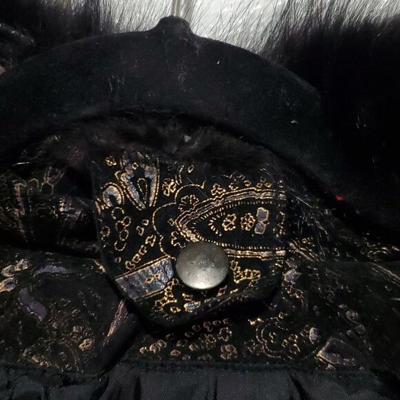 Vintage 1960s Radlee Patterned Leather Coat with Genuine Fox Fur Collar Sz M - Picture 7 of 16